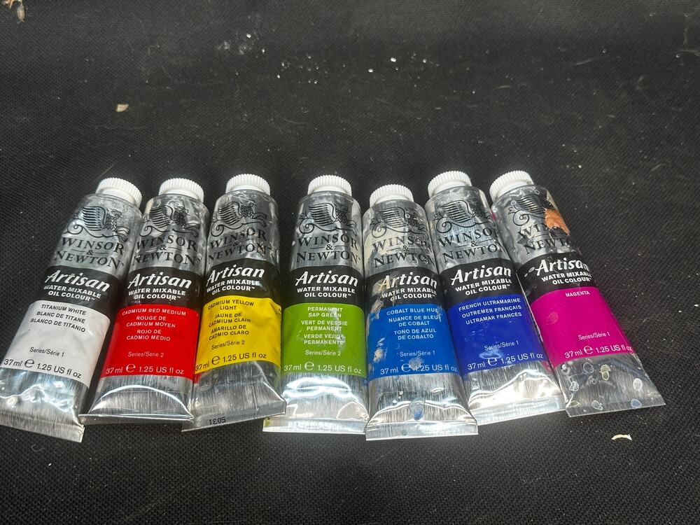 VTG LOT (7) Winsor & Newton Artisan Water Mixable Oil Colour all usable